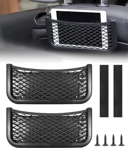 Flaconi 2 Pezzi Rete Auto,Accessori Auto,Organizer Auto,Tasca Portaoggetti Auto,Universale Autoadesiva per Auto,Rete Portaoggetti Auto,Rete Portaoggetti Auto Reti Bagagliaio,per veicoli,Barche,Camper