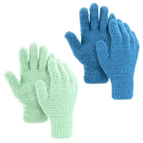 ANCLLO 2 Paires de Gants Anti-poussière en Microfibre – Gants de Nettoyage lavables pour Cuisine, Voiture, Stores, Lampes, Meubles et Coins Difficiles d'accès