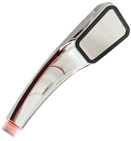 HarmonyCrafts Einteiliger Hochdruck-Duschkopf im quadratischen Design mit ergonomischem Griff, Silber-Finish, 1 Einstellung, inklusive einteiligem, leichtem Regenduschkopf