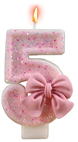 ycezw Bougie numérique d'anniversaire, bougies numériques pour gâteaux d'anniversaire | Bougie brillante avec ornements en ruban | Fournitures de célébration de décoration de fête à thème de réunion,