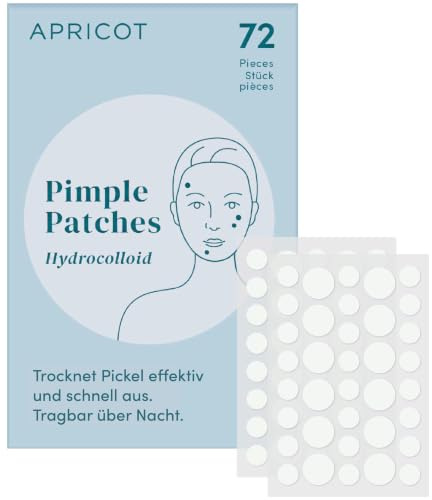 Apricot Pickel Patch, Unsichtbare Pimple Patches, Hydrokolloid Pflaster, Acne Patches trocknen Pickel aus, Soforthilfe gegen Pickel und Mitesser 72 St. in 2 Größen (8mm, 12mm)