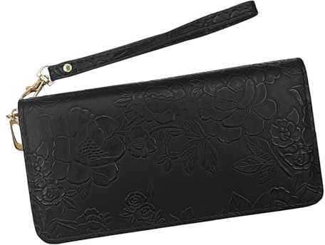 AdiStylinno Purses for Women, Large Capacity Long Women Wallet with Multi Card Slots and Phone Pocket PU Leather Wallet Ladies Fashion Clutch Purse Card Holder with Wrist Strap (Black)