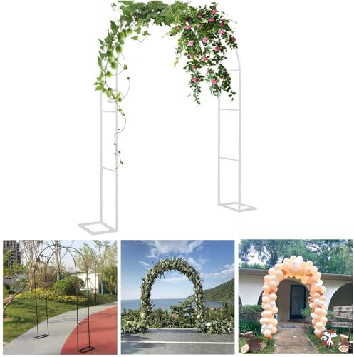 Arche de jardin en métal pour plantes grimpantes, vignes, fleurs, assemblage facile, arche de mariage pour cérémonie, arche de treillis légère (blanc 1,2 x 2,2 x 0,4 m)