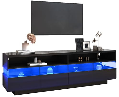 Generisch TV-Schrank, Hochglanz-TV-Schranktisch, Lowboard Mit LED-Beleuchtung, Zwei Fächer Und Vier Große Schubladen, Viel Stauraum