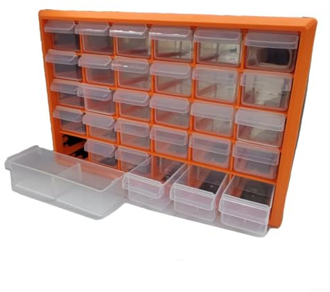 Feeshoppher Aufbewahrungsbox mit mehreren Fächern, Schubladen-Organizer, wandmontierter Komponentenschrank mit mehreren Fächern, für elektronische Hardware, Werkstatt, Garage, 360 x 240 x 180 mm