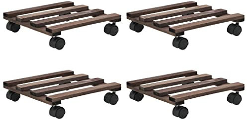 KLYDBMYT Casa e Giardino, Mobili - Rulli per Piante 4 Pezzi in Legno di Cedro 25x25 cm