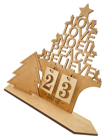 Calendario de cuenta regresiva de madera hecho a mano para el hogar, sala de estar, festival, decoración de ventana del hogar, suministros de vacaciones, calendario de Adviento de madera