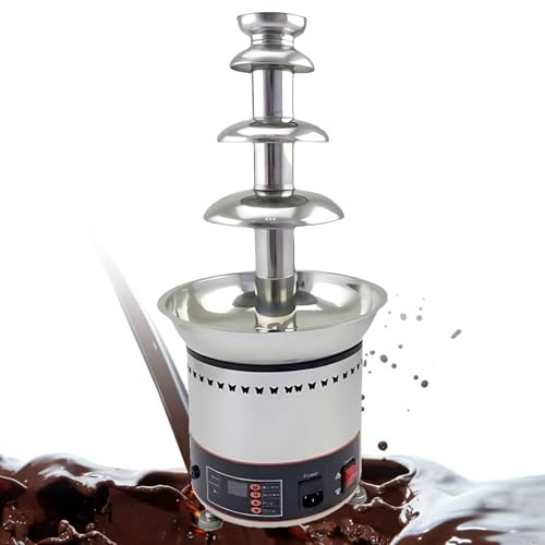 SHEUAO Chocolate Fountain,Stainless Steel Chocolate Fountain,Commercial Chocolate Fondue Waterfall,4/5/6/7 Tiers,300W Power,For Parties,Entertaining,Or Small Business Use 4layers