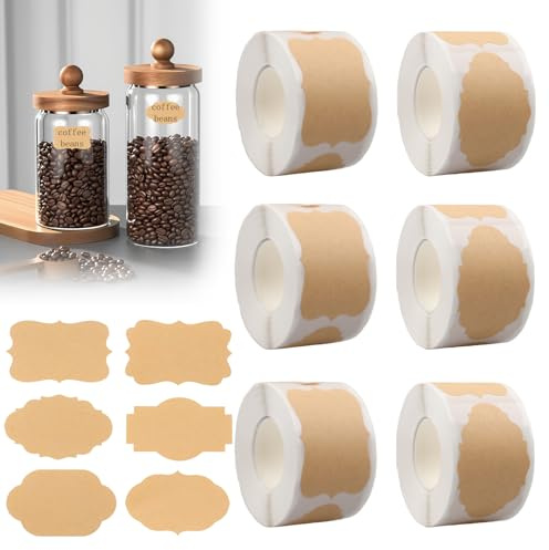 1000 Stücke Kraft Etiketten Aufkleber, Etiketten Marmeladengläser, Selbstklebend Aufkleber Beschriften Geschenksticker Aufkleber Geschenk Dekor Sticker für Flasche Handwerk Geschenkverpackung