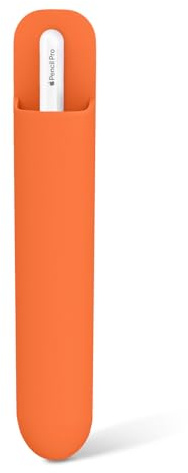 MoKo Silikonhülle Halter Kompatibel mit Apple Pencil, Orange | Fit Apple Pencil Pro/ (USB-C)/ 1./ 2. Gen, Silikon, Selbstklebende