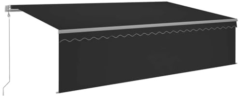 Tenda da sole retrattile 5 x 3 m con illuminazione a LED e sensore di vento in antracite in tessuto di poliestere rivestito in PU con telecomando e manovella