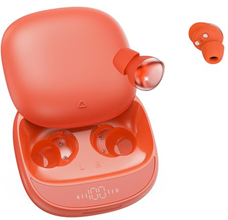 Cuffie Bluetooth, Cuffie per Dormire sul Fianco, Auricolari Bluetooth 5.4 con Doppia Modalità Sonno, 40 Ore Mini Sleep Earbuds Bluetooth, 6 modalità EQ Mini In Ear Auricolari IPX7, Display LED (Rosso)