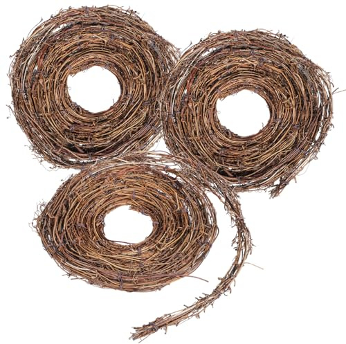 3 PCS DIY Crafts Natural Grapevine Twig Vines, 15 Feet Vines Garland Wreaths for Wedding House Holiday Door Vase Wall Decor (3)
