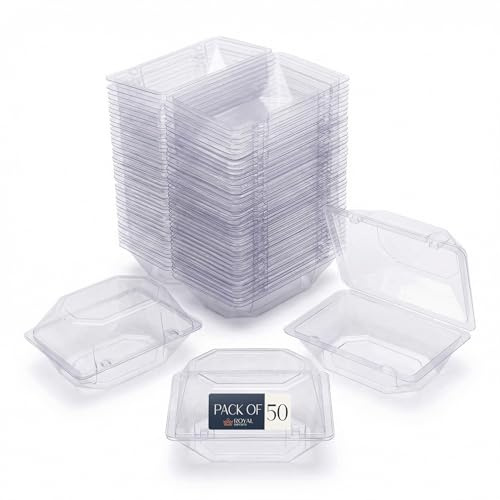 Royal Imports 50 Pack Clear Plastic Flower Box for Corsage, Boutonniere, Rose, Orchid Prom Wedding Craft Container 6x5x4