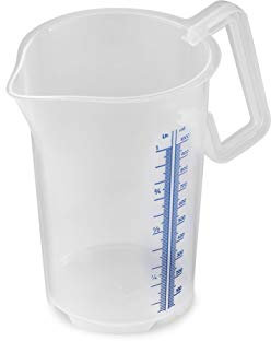 Termohauser 8300040085 - Vaso medidor con mango cerrado, 1000 ml, plástico PP, escala azul en litros y mililitros