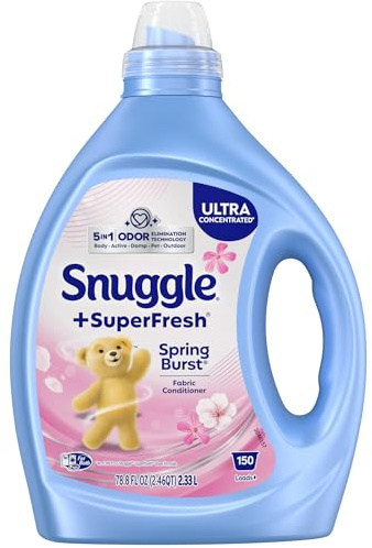 Snuggle SuperFresh Fabric Softener Liquid, Ultra Concentrated, 78.8 Oz, 150 Medium Loads, Spring Burst Fabric Conditioner, Lasting Scent, Fights Stubborn Odors, Softens, Reduces Static & Wrinkles