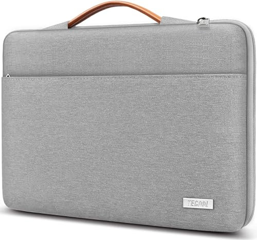 TECOOL 15.6 Zoll Laptoptasche Hülle Tasche für 15-15,6 Zoll Laptop Notebook Lenovo Thinkpad Ideapad HP Acer Dell Samsung Chromebook, Stoßfestes Spritzwasserfest Notebooktasche Sleeve 15, Grau