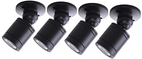 YODAVE Klein Deckenspots 3W Mini Aufbaustrahler Schwenkbar Warmweiß mit Trafo für Glasboden Vitrinen Möbel Beleuchtung 4er Set… (Schwarz)