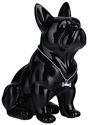 XYQXYQ Svart fransk bulldogstaty, mops harts sittande hundstaty, engelsk bulldog heminredning skulptur, vardagsrumsdekoration, modern samling konst hundgåva