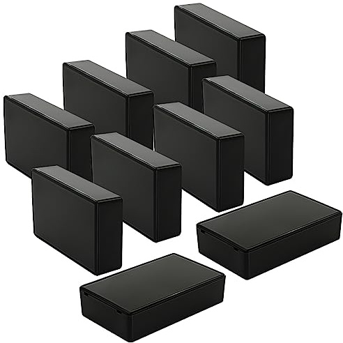 LeMotech Project Box 10 Pieces ABS Plastic Electrical Project Case Small Junction Box for Electronics Black 3.9 x 2.4 x 1.0 inch (100 x 60 x 25 mm)