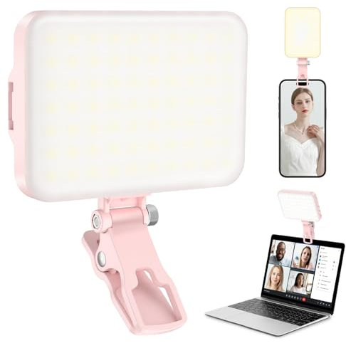 ALTSON 60 LED Portable Selfie Light Video Conference Lighting with Clip & Camera Tripod Adapter Rechargeable 2200mAh CRI 97+, 9 Light Modes for Phone iPhone Webcam Laptop Photo Makeup