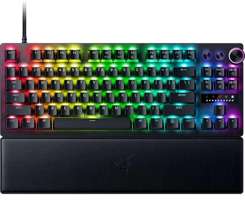 Huntsman V3 Pro TKL Esports Gaming Keyboard: Analog Optical Switches w/Rapid Trigger & Adjustable Actuation - Media Keys & Dial - Doubleshot PBT Keycaps - Aluminum Top Plate - Magnetic Wrist Rest