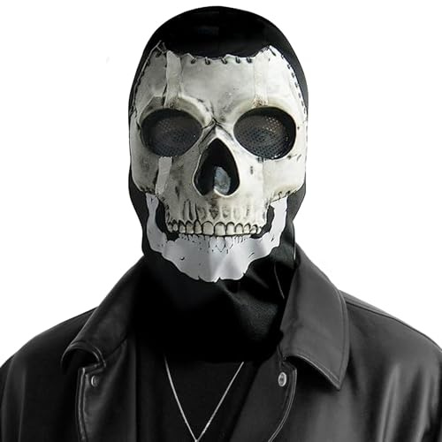 Jognee COD Masque fantôme, crâne, masque d'Halloween, masque de tête de mort, masque effrayant 3D, squelette en latex naturel, pour cosplay, Halloween, fête