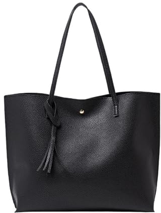 YZDZSW Ladies Handbag, Black Tote Bag for Ladies, Handbags for Women Soft Leather Large Capacity Waterproof Modern Handbag for Work School Shopping Leisure