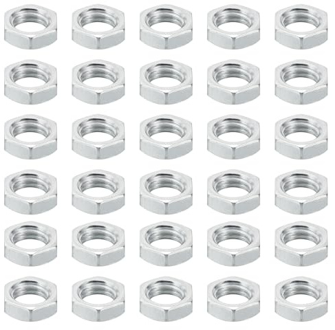 PATIKIL M10x1.5 Stahl Sechskantmuttern 60 Pack Metrische Gewinde Verzinkt Beschläge Muttern Schraube Bolzen Befestigungsteile für Lampen Maschinen Reparatur 5mm Höhe