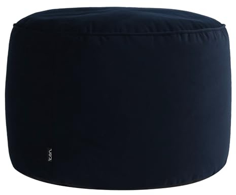 Icon Milano Samt Sitzsack Hocker mit Füllung, Blau | In Deutschland Hergestellt, Sitzsack Pouf Hocker, Flauschiger Samtstoff, Fußhocker für das Wohnzimmer und Schlafzimmer