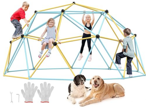 VEVOR Climbing Dome, 12FT Geometric Dome Climber Play Center for Kids 3 to 10 Years Old, Jungle Gym Supports 750LBS and Easy Assembly, with Climbing Grip, Outdoor Backyard Play Equipment for Kids