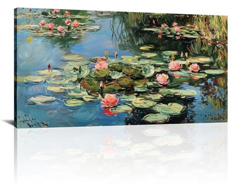KQZVCU Monet-Wandkunst, Seerosen-Monet-Drucke, Monet-Kunstwerk für Wände, Claude berühmte Kunstdrucke, Poster, Vintage-Bilder, 80 x 160 cm, Rahmenlos