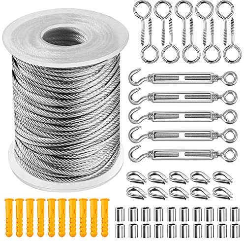 LIUCHUCHU Stahlseil 5 7pcs/ Setzen Sie 30 Meter Stahl PVC Beschichtetes Flexibles Drahtseil Weichkabel Transparent Edelstahl Wäscheleinendurchmesser 2mm Kit Drahtseil