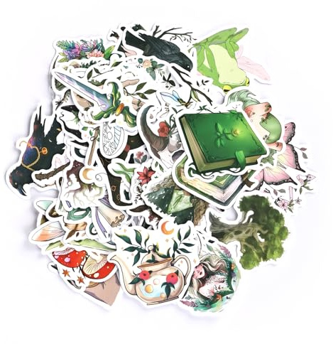 50PCS Medieval Witch Stickers Pack, Waterproof Vinyl Mysterious Witchy Stickers for Kids Adults, Gothic Vintage Anime Sticker Decals Witch Party Favors for Halloween Scrapbooking Laptop Decor
