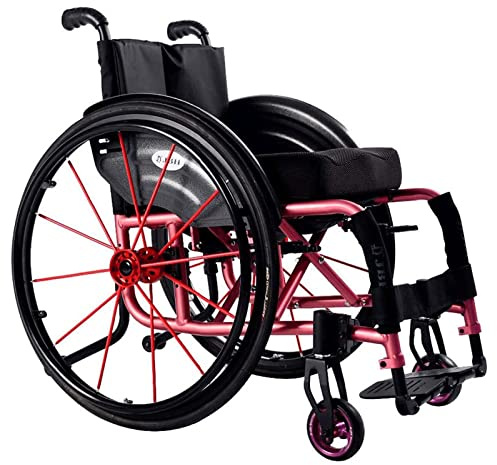 Super Lightweight Folding Aluminium Frame Wheelchair With Armrest, Swing Leg Rest - Ergonomic Sport Design, Load 100 Kg - Self Propelled Manual