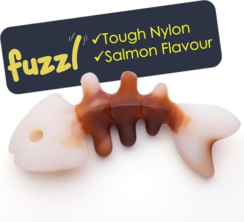 Fuzzl Robustes Hundespielzeug aus Nylon - Fischform mit Lachsgeschmack