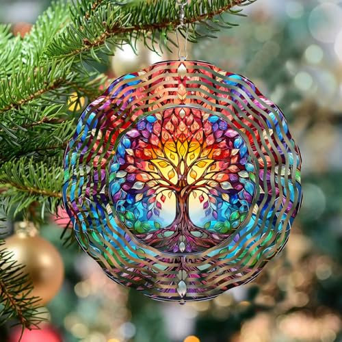 TIANCENTRAL H Éolienne en Forme d'arbre de Vie givré 3D à Suspendre pour Cour et Jardin, Arbre de Vie, Arbre de Vie à Suspendre en Plaque d'acier Robuste