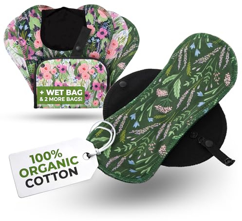 Natissy Protège-Slips Lavables en Coton Bio pour Femme, Lavables, Doux, Respirants, Sans Odeurs et Sans PUL - Pack 7 Taille S - Made in EU