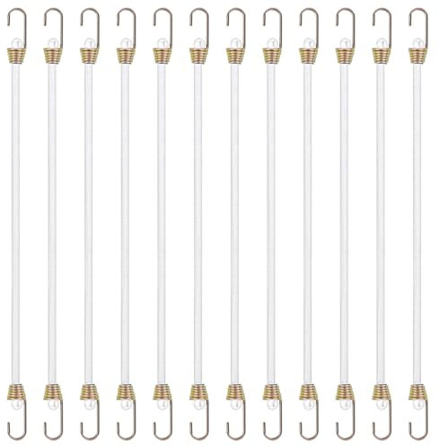 Ymapinc 12 Stück Weiß Spanngummi mit Haken 26cm Gepäckspanner mit Haken Spanngurte-mit-Haken für Camping Gepäck Car Top Racks Ladung Wohnmobile Outdoor Aktivitäten