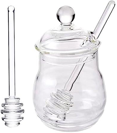 PHENOFICE Lidded Honey Pot Honey Jars Lid Bottle Jar Storage Container Lid Pourer