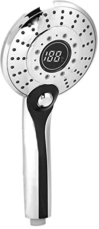 LED Shower Head Color Changing,Water Saving Spray Showerheads with 3-Color Temperature Control LED Light 3 Spraying Mode Digital Display Handheld Shower Head