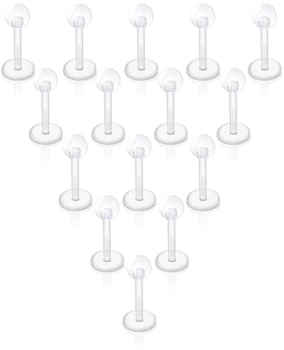 Gojewen Klar läpp Piercing Flexibla Labret Studs 6–12 mm akrylplast platt tillbaka propeller Trgaus Bar Retainers Piercing Smycken