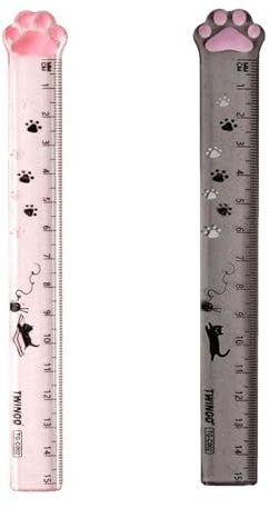2 Stück Lineal Katze Pfote-förmige,Mini katzenkralle Lineal,15 cm Katzenkrallenlineal,für Kinder Studenten und den Einsatz im Büro,zum Messen,Unterstreichen und Zeichnen von Präzisen Linien