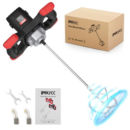 IMAYCC New Cement Mixer, 2100W Paddle Mixer, Concrete Mixer with 6 Speed, Plaster Mixer, Paint Mixer, Mixing Paddle for Drill, Concrete Tools, Ideal for Mixing Feed, Plaster, Paint, Cement,Mortar etc.