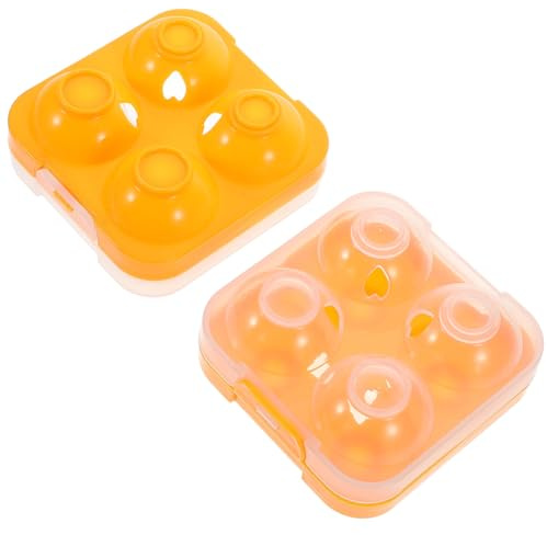 NUOBESTY Contenitore Leggero Refrigeratore da Uova Portauova per Plastica Arancia 4 Posti, Riutilizzabile Protegge le Uova nel Refrigeratore nei Mercati Agricoli