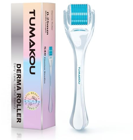 Derma Roller - TUMAKOU Microneedling Microneedle Roller for Face Scalp Hair - Beard Micro Needling Derma Roller at Home for Women and Men (White)