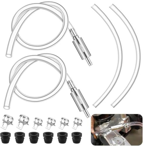 Générique 14-teiliges Bremsenentlüftungs-Set für Motorrad, Bremsenentlüftungsschlauch, Unidirektionales Ventil, Klemmschellen und Ventil aus Aluminium für Bremsmodelle