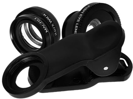 Kit D’objectifs pour Téléphone 0, 67x Noir en Acrylique | Fisheye et Macro, 1 Set à Clip, Facile à Installer, Léger et Portable