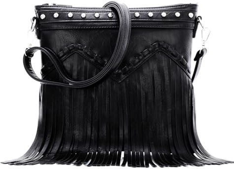LHHMZ Women Vintage Fringe Hobo Handbag, Hippie Fringe Shoulder Bag, Western Tassel Handbags