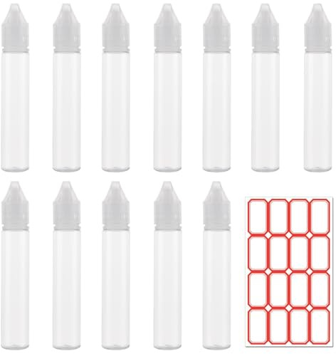 Aihoom 12pcs Flacons Plastique Vides avec Étiquettes Autocollantes, Bouteilles de Voyage 30ml pour Liquides, Cosmétiques, Gel Douche, Kit de Voyage Avion, Contenants Réutilisables pour Toilette